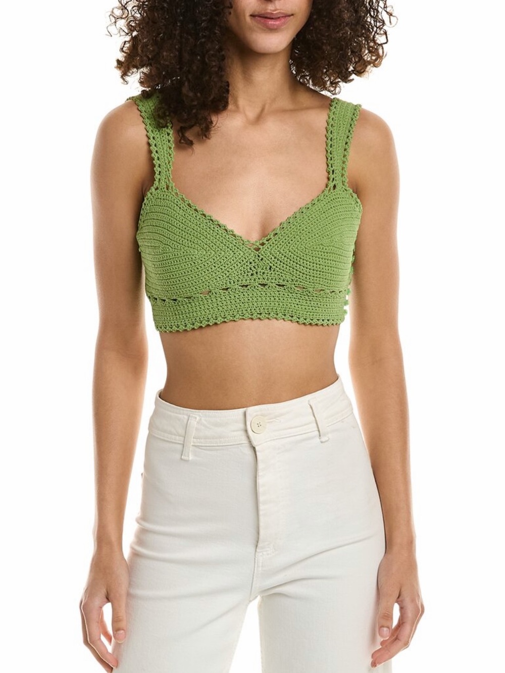 Vince Green Crochet V-Neck Crop Top